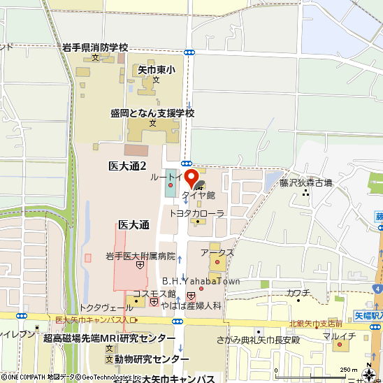 タイヤ館 矢巾店付近の地図